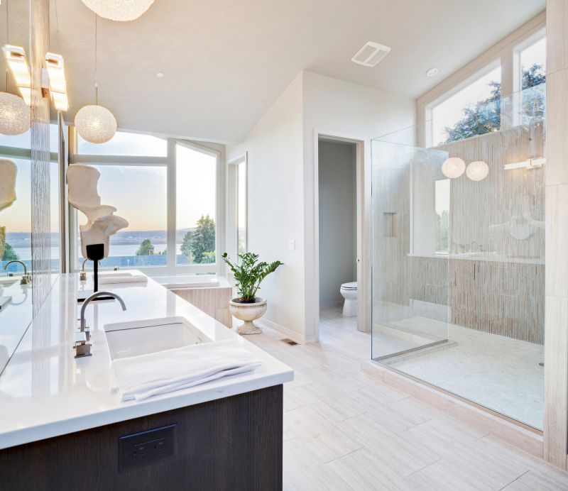 Wide Shower with Glass Doors